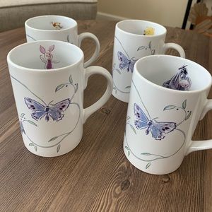DISNEY China Coffee Mugs WINNIE THE POOH BY A.A. Milne & E.H.Shepard - Set of 4